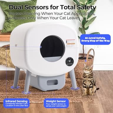 Fsitego Self Cleaning Litter Box: Extra Large Automatic Litter Box Self Cleaning for Multiple Cats, Odor-Free, App-Controlled, Ambient Light Waste Disposal - Image 4