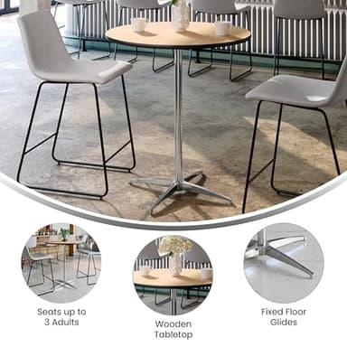 Flash Furniture Lars 30'' Round Wood Cocktail Table with 30'' and 42'' Columns, Adjustable Wood Standard or Bar Height Tall Round Table for Events or Home Use, Natural - Image 6