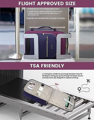 LOVEVOOK Large Travel Backpack for Women & Men, 40L Carry on Backpack for Airplanes, TSA Personal Item Travel Bag fits 17" Laptop, Waterproof Travel Essentials Airline Approved with 3 Packing Cubes - Image 2