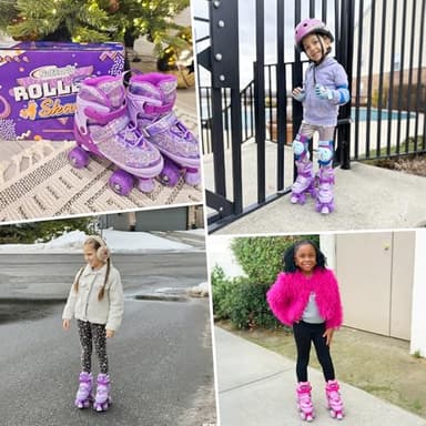 Nattork Kids Roller Skates for Girls Kids, 4 Sizes Adjustable Girls Roller Skates for Ages 3-12 with Light up Wheels & Safety Protection - Cool Birthday Gift for Indoor Outdoor Sports - Image 6