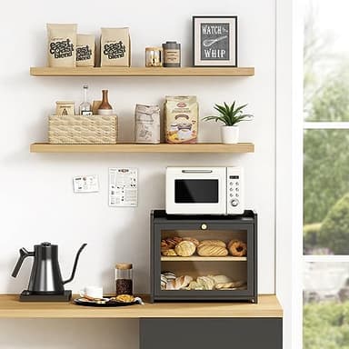 Goozii Black Bread Box for Kitchen Countertop, Large Bread Storage Container for Homemade Bread, Wood Farmhouse Breadbox Organizer for Kitchen Counter Corner, Cabinet, Pantry, Cupboard (Black) - Image 5