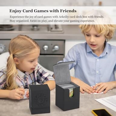 Arkeiliy Card Deck Box, 110+ Storage MTG Deck Box with 50 Pcs Card Sleeve, Collectible Trading Card Cases for Magic Commander and More (Black) - Image 7