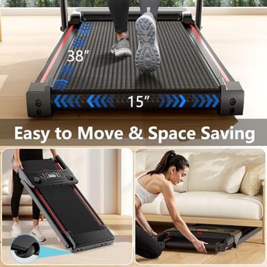 Treadmill with 5% Incline, Walking Pad Treadmill with Handle Bar, Portable Folding Treadmills for Running and Walking, 3.0HP Brushless Motorized, 5 Layers Shock-Absorbing - Image 6