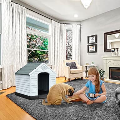 YITAHOME 28.5'' Large Plastic Dog House Outdoor Indoor Doghouse Puppy Shelter Water Unaffected Easy Assembly Sturdy Dog Kennel with Air Vents and Elevated Floor (28.5''L*26''W*28''H, Gray) - Image 3