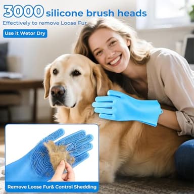 IDQQUQQ 2PCS dog washing gloves and dog bath brush, 2-in-1 pet shower set | Suitable for dogs, cats, bath massage, and pet grooming - Image 3