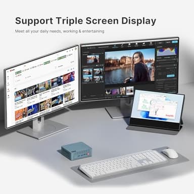 wo-we H5 Mini PC Intel Twin Lake N150 16GB RAM 512GB M.2 PCLe SSD 4C/4T 4K Triple Display Dual HDMI&Type-C,USB3.2 x4 Mini Desktop Computer for Home Office Business Gaming - Image 4