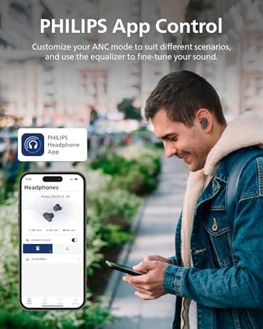 PHILIPS TAT3519 Wireless Earbuds,True Wireless Headphones with Noise Canceling Pro,Dynamic Bass,Clear Call,24 H Battery Life,Fast Charging,Bluetooth 5.3,IPX4,App/Touch Control,Black - Image 10