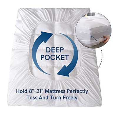 ELEMUSE Queen Mattress Topper for Back Pain, Extra Thick Mattress Pad Cover, Plush Soft Pillowtop with Elastic Deep Pocket, Overfilled Down Alternative Filling - Image 3