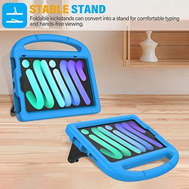 SUPLIK Kids Case for iPad mini 7 (A17 Pro) 2024 & iPad mini 6 2021, 8.3-inch iPad mini 6th/7th Generation Case with Screen Protector, Durable Shockproof Kids Cover with Handle Stand, Blue - Image 4