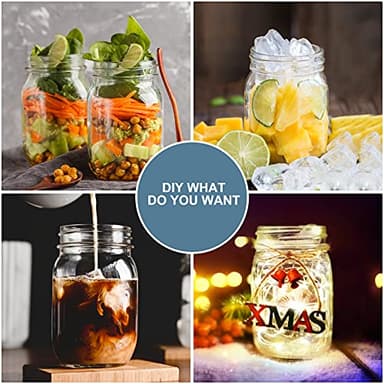 CycleMore 20 Pcs 12oz Glass Mason Jars With Silver Separable Lids, 350ml Round Canning Jars for Honey, Jam, Herb, Wedding Favor, Kitchen Storage Wide Mouth Bottles for Crafts, Meal Prep - Image 5