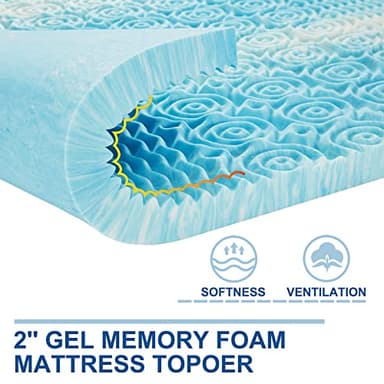 SINWEEK 2 Inch Mattress Topper 5-Zone Memory Foam Mattress Topper Pressure Relief Soft Mattress Pad, CertiPUR-US Certified, Twin Size Blue - Image 2