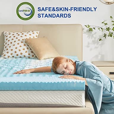 SINWEEK 2 Inch Mattress Topper 5-Zone Memory Foam Mattress Topper Pressure Relief Soft Mattress Pad, CertiPUR-US Certified, Twin Size Blue - Image 4