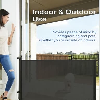 Cumbor Retractable Baby Gates for Stairs, Mom Choice Award Winner-55 Wide Mesh Dog Gate for Doorways, 34" Tall Easy to Use Pet Fence for The House, Toddler Safety Essentials Indoor&Outdoor, Black - Image 9