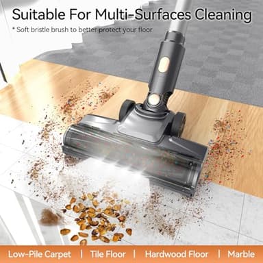 N8 Cordless Vacuum Cleaner,Lightweight Stick Vacuum with Powerful Suction,2200mAh Battery,40 Mins Runtime,Self-Standing,Rechargeable Vacuum Cleaners for Home Hardwood Floor Carpet Pet Hair (Gold) - Image 4