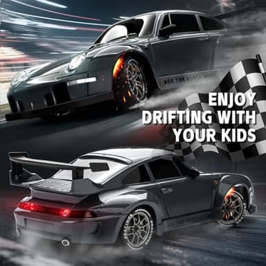 RC Drift Car, 1:24 Scale Remote Control Vehicle with LED Lights, 2.4GHz 20KM/H 4WD High Speed RC Cars, Drifting Tires＆Two Batteries, Racing Sports Toy Idea Gift for Adults Boys Girls and Kids - Image 3