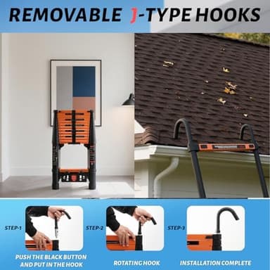 Telescoping Ladder, 12.5FT Extension Ladder，One-Step Collapsible, Aluminum Ladder for RV Home Outdoor, 330lbs Max Capacity - Image 6