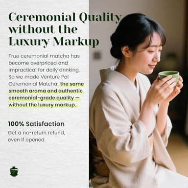 Venture Pal Superior Ceremonial Grade Matcha Powder, 100% Pure First Harvest Matcha Powder, Green Tea sourced from Uji – Vegan, Gluten-Free, No Additives, Unsweetened (30g/1.06oz Tin - Image 6