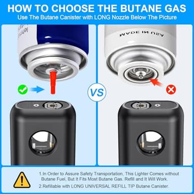 TOPKAY 2 Pack Torch Lighter Mini Refillable Triple 3 Jet Flame Butane Lighter Windproof Adjustable Flame Torch Lighter for Candle Grill Kitchen Fireworks Camping(without Fuel), Black Blue - Image 5