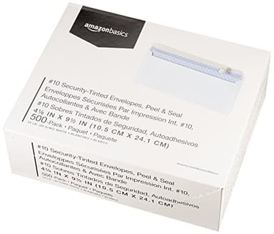 Amazon Basics 10 Security-Tinted Self-Seal Business Letter Envelopes, Peel & Seal Adhesive Closure, White, 500-Pack - Image 5