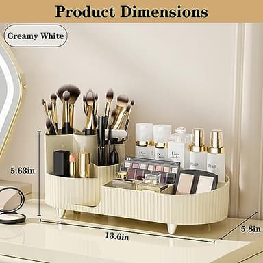 360° Rotating Vanity Makeup Organizer with Brush Holder, Large Spinning Cosmetic Storage for Skincare, Perfumes and Lotions - Image 4