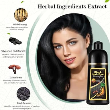 Herbal Light Brown Hair Color Shampoo - 3 in 1 Lasting Hair Dye for Women & Men, 17.60 Fl Oz - Image 5