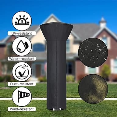 Patio Heater Covers with Zipper and Storage Bag,Waterproof,Dustproof,Wind-Resistant,Sunlight-Resistant,Snow-Resistant,Black,89'' Height x 33" Dome x 19" Base - Image 4