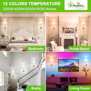 Depuley Battery Operated Wall Sconce: Set of 2 Wireless Wall Lights with Remote for Bedroom - Rechargeable 15 Colors Gold Wall Lamp for Living Room Hallway - Image 2