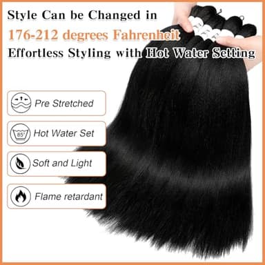 Braiding Hair Pre Stretched, 26 Inch 8 Pack Black Prestretched Braiding Hair For Women Braid Hair, Long Professional Synthetic Hair For Knotless Boho Crochet Braids,Yaki Straight Texture(26in,1b,8pc） - Image 5