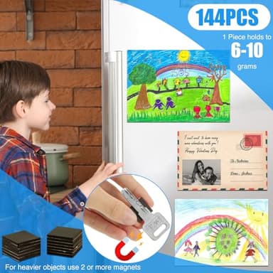 Magnetic Squares with 3M Adhesive Backing(144PCS Each 3/4" x 3/4"),Self Sticky Pre-Cut Magnet Tape Strip for Toldder Family Activities,Peel and Stick for Cards/Picture/Poster (80mil Magnet) - Image 4