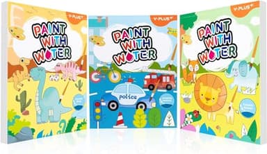 YPLUS Paint with Water Books for Toddlers, Art Craft Toys Watercolor Painting Paper for Kids Gift for Drawing with Brush - 3 Themes - Image 1