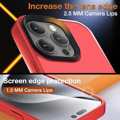 Yriklso for iPhone 16 Pro Max Phone Case, Shockproof for iPhone 16 Pro Max Case, Military Grade Drop Protection, Protective Hard Back Slim Translucent Cover,Red - Image 6