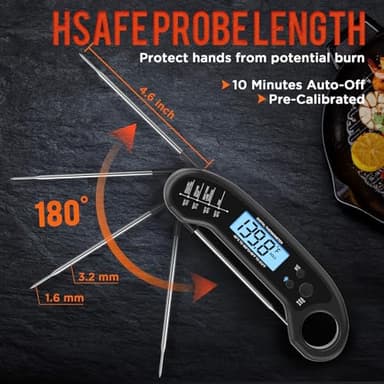 Meat Thermometer Digital, Instant Read Meat ThermometerI for Grill and Cooking, Waterproof Food Thermometer for Kitchen and Outside, BBQ, Turkey, Candy, Liquids, Beef - Image 3