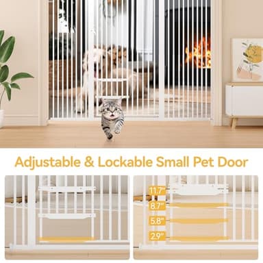 YITAHOME Extra Tall 55" High Metal Dog Gate with Cat Door, 29.5"- 62.5" Wide Auto Close Pet Gate Indoor for Stairs, Doorways, House, No Drilling Pressure Mount, Sturdy, White - Image 4