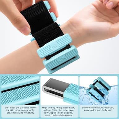 Pilates Wrist & Ankle Weights for Women, Wearable Wrist & Leg Weights Set of 2(1Lbs Each) Adjustable Ankle Weights for Walking, Yoga, Dance, Pilates, Pool Exercises and Gym(Blue) - Image 2