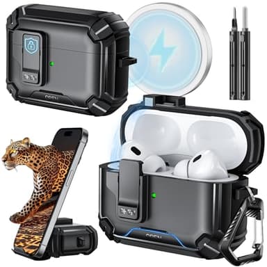 Inesore Compatible with AirPods Pro 2nd/1st Generation Case Cover with Phone Stand & Cleaning Kit,Compatible with Magsafe,Magnetic Automatic Lock for iPod Pro Charging Case(USB-C/Lightning Cable) - Image 1