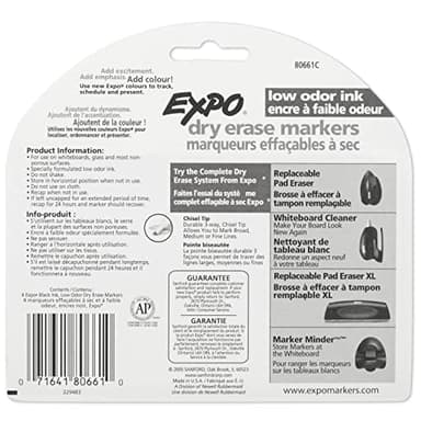 EXPO Dry Erase Markers, Low Odor Ink, Black, Chisel Tip, 4 Count - Whiteboard, Calendar, Organization, Essential Supplies for Office, School, Classroom, Teachers - Image 8