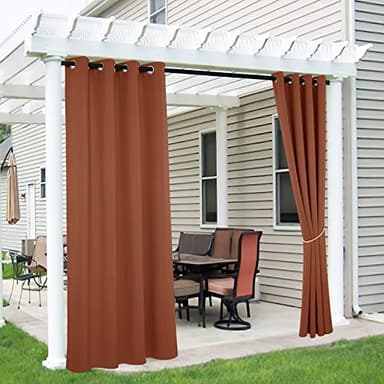 RYB HOME Outdoor Curtains Blackout - 2 Panels Outside Curtains Waterproof Thermal Insulating for Patio Porch Garage Garden Gazebo Universal Replacement Sidewall, W 52 x L 96 inch, Terracotta - Image 1