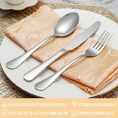 MUTNITT 30 Pcs Silverware Set Service for 6,Premium Stainless Steel Flatware Set,Mirror Polished Cutlery Utensil Sets,Durable Kitchen Eating Tableware Sets,Include Fork Knife Spoon,Dishwasher Safe - Image 4