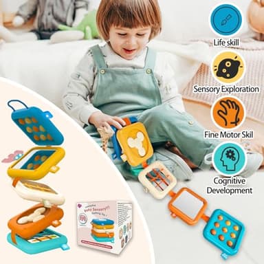 weirtoya Busy Board for 1 Year Old, Toddler Travel Toys for Toddler 1-3 Montessori Toys for 1 Year Old Travel Activities Cube Gifts for Baby Boy Girl My First Montessori Busy Board - Image 2