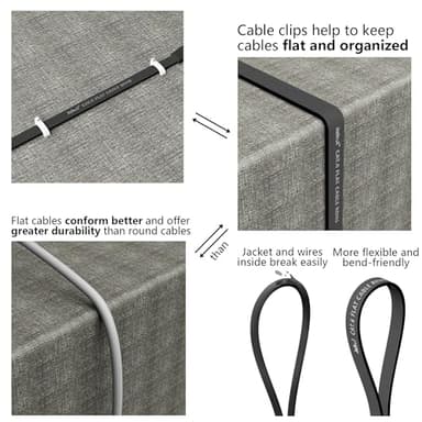 Jadaol Cat 6 Ethernet Cable 15 ft, Outdoor & Indoor 10Gbps Support Cat8 Cat7 Network, Flat RJ45 Internet LAN Computer Patch Cable for Router, Modem, Switch, Gaming Consoles, Streaming Devices, Black - Image 5