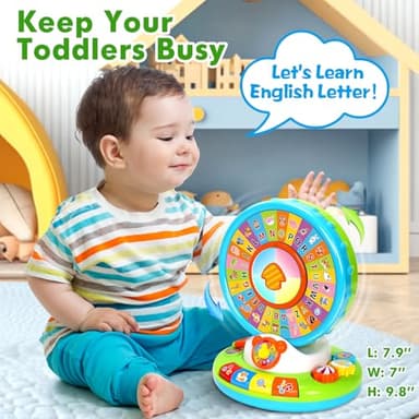 Toys for 1 2 3 Years Old Boys Girls, Musical Spin & Sing Alphabet Zoo with Lights & Sounds, Learning Educational Toys for Toddler 1-3, Christmas Birthday Gifts for Baby Kids Age 6-9-12-18 Months - Image 4