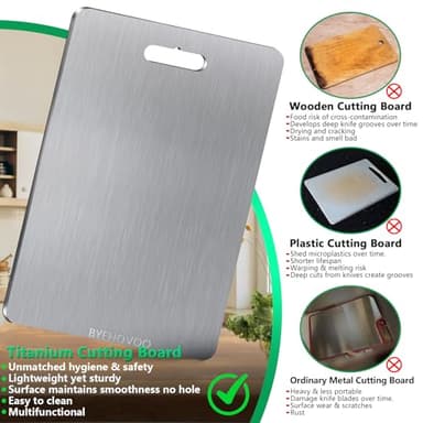 Titanium Cutting Boards for Kitchen [Set of 3], Double Sided Pure Titanium Cutting Board | Easy to Clean | Dishwasher Safe | Food-Grade Raw & Cooked Foods or Outdoor Camping Chopping Board - Image 3
