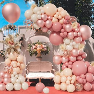 Bonropin Dusty Pink Balloon Arch Kit - 155pcs Blush Pink, Rose Gold, Pastel Orange & Ivory White Balloons for Baby Shower, Wedding, Birthday, Bachelorette, Party Decorations - Image 2