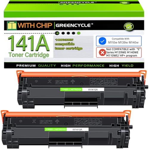 greencycle 141a Toner Cartridge Compatible Replacement for Hp 141A Black Laserjet Toner Cartridge Laser Jet MFP m140w Toner Laser Jet m110w Toner (2Pk,with chip) - Image 1