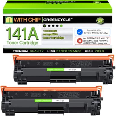 greencycle 141a Toner Cartridge Compatible Replacement for Hp 141A Black Laserjet Toner Cartridge Laser Jet MFP m140w Toner Laser Jet m110w Toner (2Pk,with chip) - Image 1