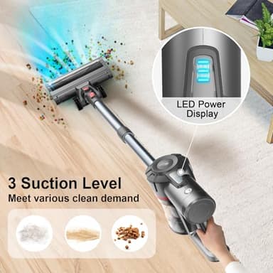 Cordless Vacuum Cleaner, Stick Vacuum with Powerful Suction 50Mins Runtime, Self-Standing Stick Vacuum with LED Headlights, 6 in 1 Lightweight Handheld Vac for Pet Hair Carpet Hard Floors - Image 3