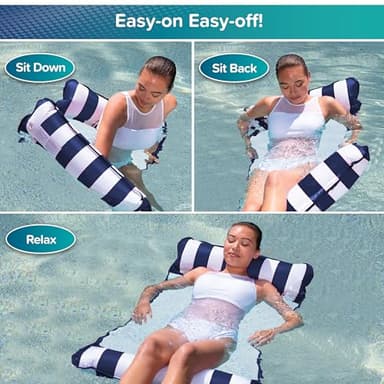 Aqua Original 4-in-1 Monterey Hammock Pool Float & Water Hammock – Multi-Purpose, Inflatable Pool Floats for Adults – Patented Thick, Non-Stick PVC Material – Navy - Image 4