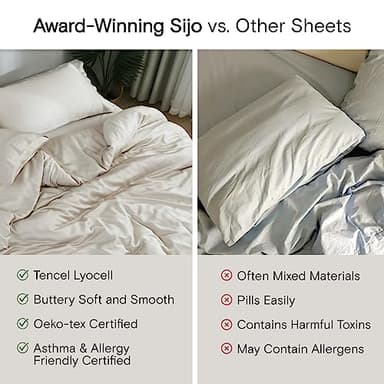 Sijo AiryWeight Tencel Sheet Set, 100% Lyocell Derived from Eucalyptus, Buttery Soft, Architectural Digest 2022 Best Cooling Sheets Winner - 4pc - 2 Pillowcases 1 Fitted 1 Top (Dove, Queen) - Image 7