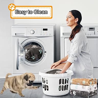 Rezutan Dog Blanket for Large Dogs, Upgraded 3 Pack Dog Cat Flannel Blankets Washable, Soft Pet Throw Cover Suitable for Kennel Crate Bed, Cute Paw Pattern, Grey, 31" x 41" - Image 6