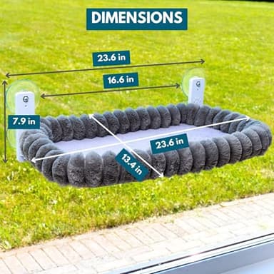 PAWRUSH Cat Window Perch — Premium Cat Window Hammock with 4 Large Suction Cups & Soft Bubble Cushion; Strong Rustproof Metal Frame Window Bed Holding 40lbs; Easy Assembly Perch for Indoor Cats; Gray - Image 6